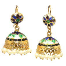 Jhumki Jhumka Earrings Silver 925 Sterling Enamel Meena Gold Rhodium Tribal Pearl Bead Stone Handmade Gift Women E280